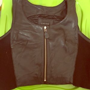 Black leather cropped vest